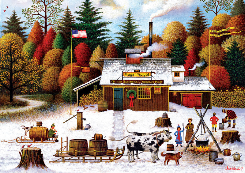 Charles Wysocki Vermont Maple Tree Tappers 300 Large Piece Jigsaw Puzzle