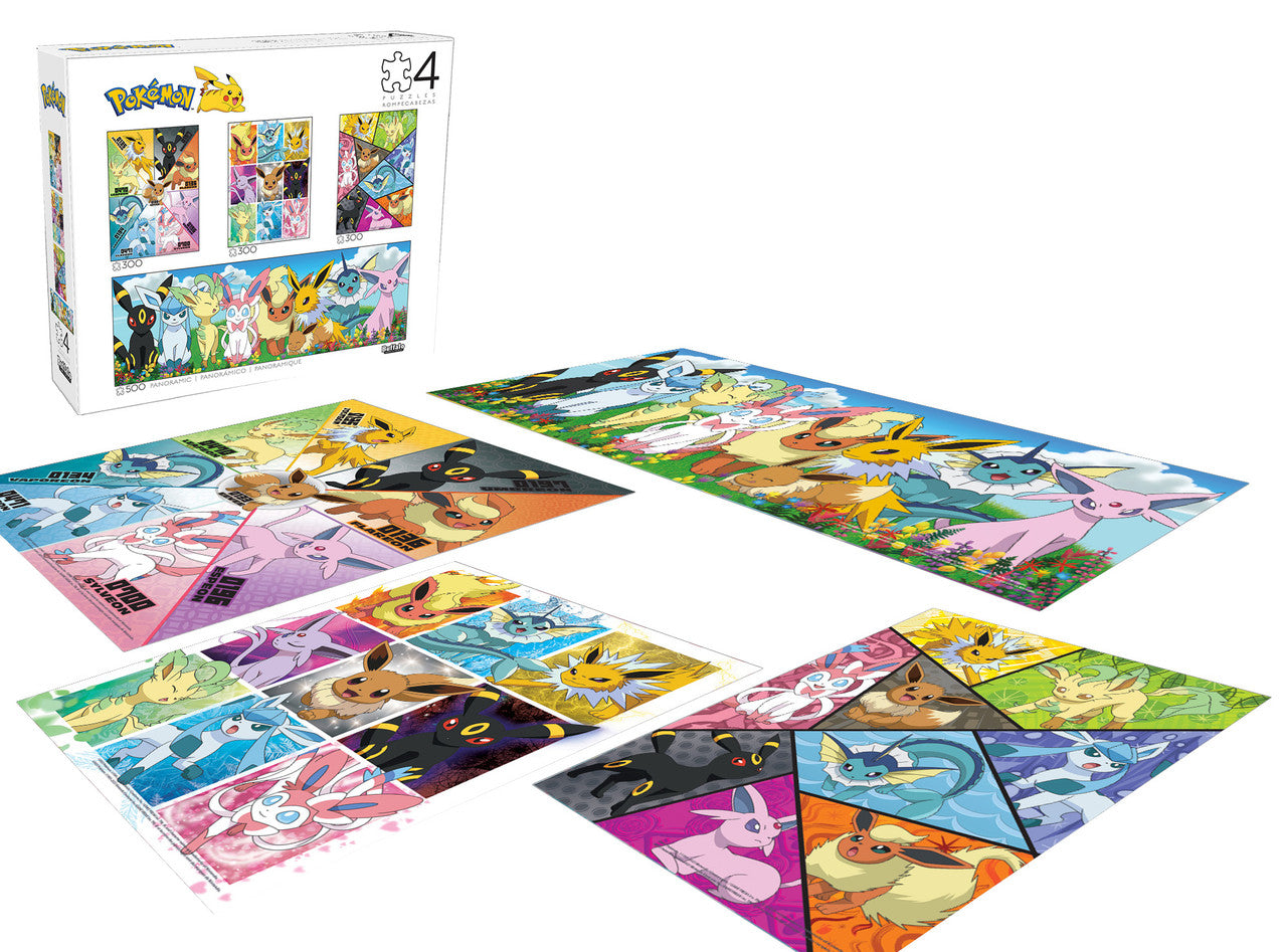 4 X 1 Multipack - Pokémon - Eevee Montage 300 & 500 Piece puzzles