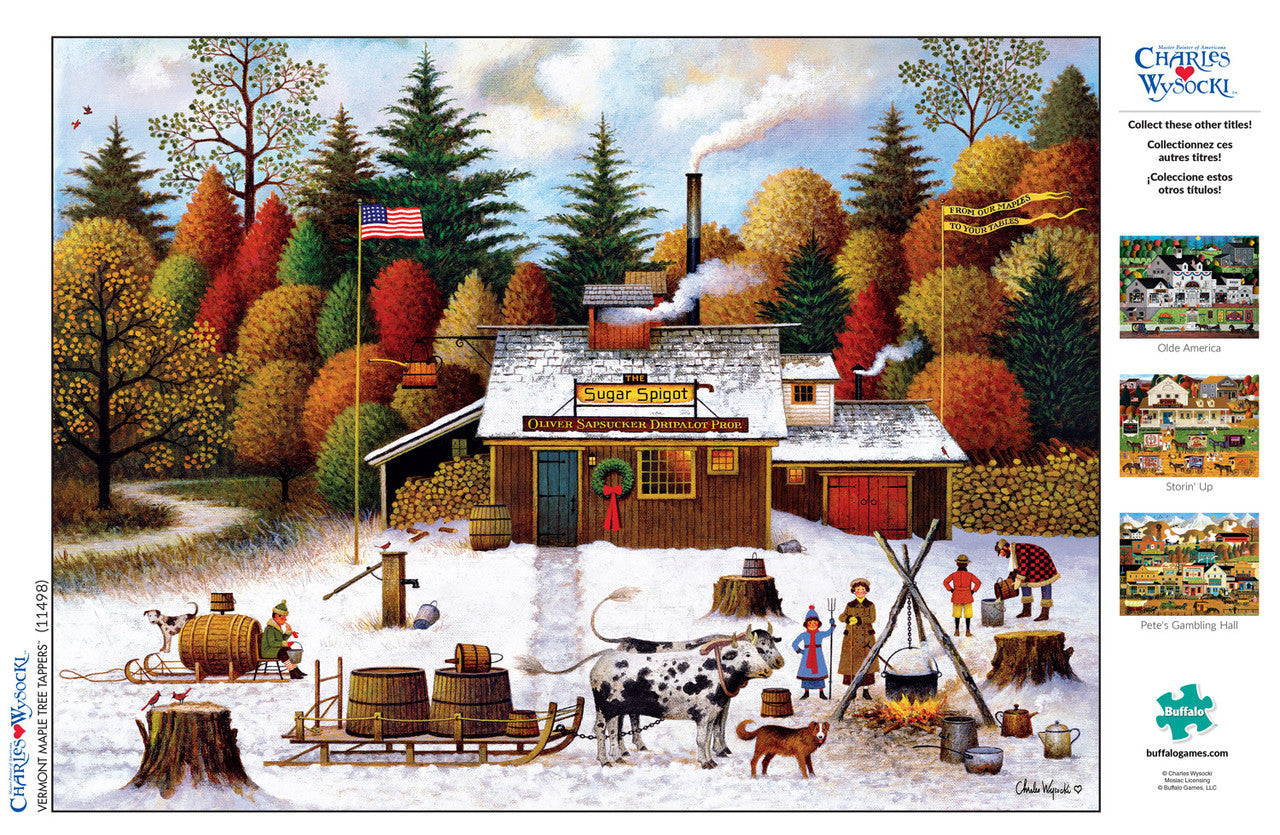 Charles Wysocki Vermont Maple Tree Tappers 1000 Piece Jigsaw Puzzle Poster