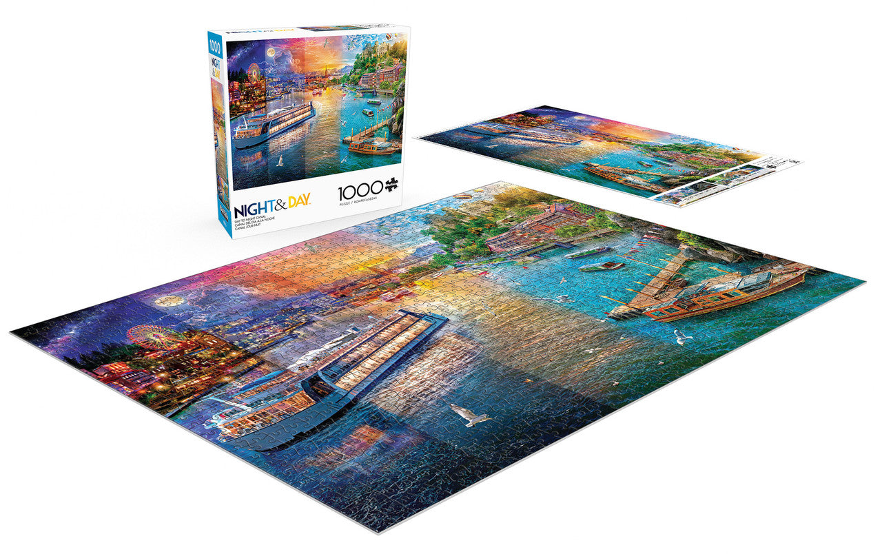 Night & Day: Day to Night Canal 1000 Piece Puzzle