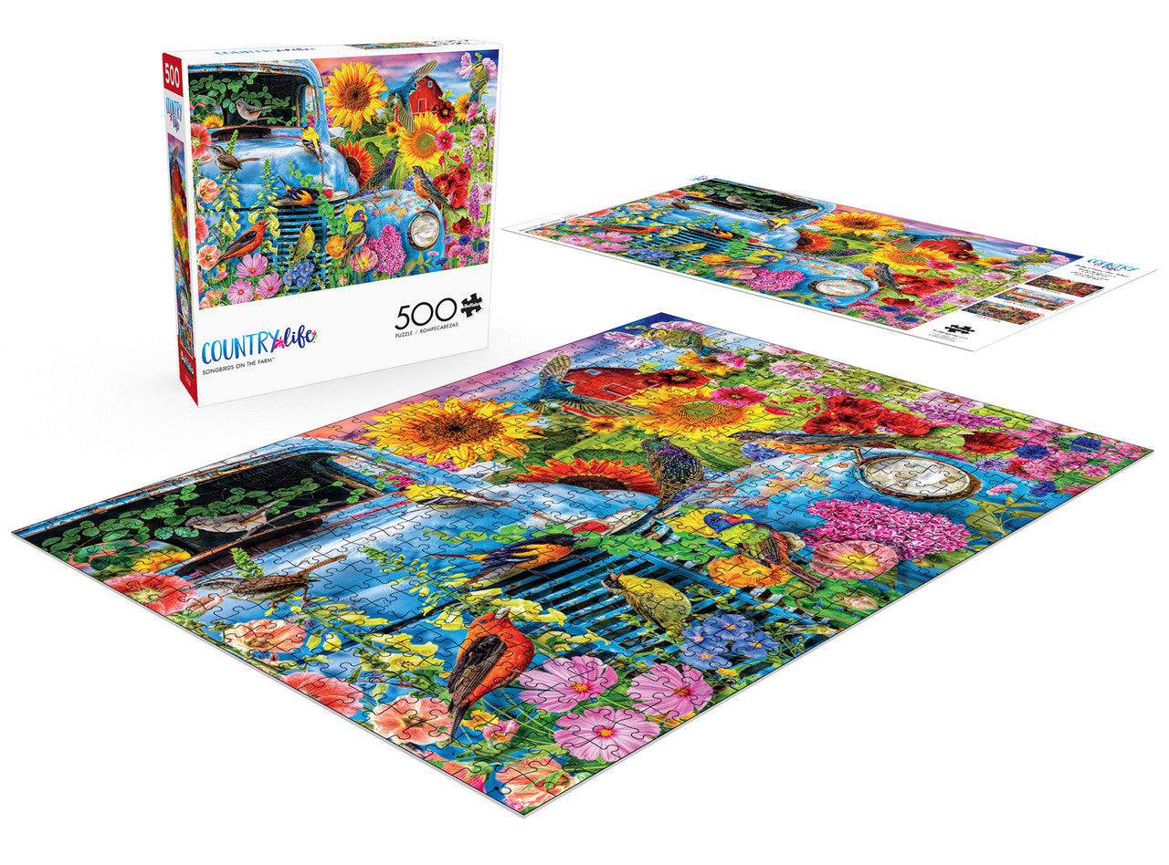 Country Life: Songbirds on the Farm 500 Piece Puzzle