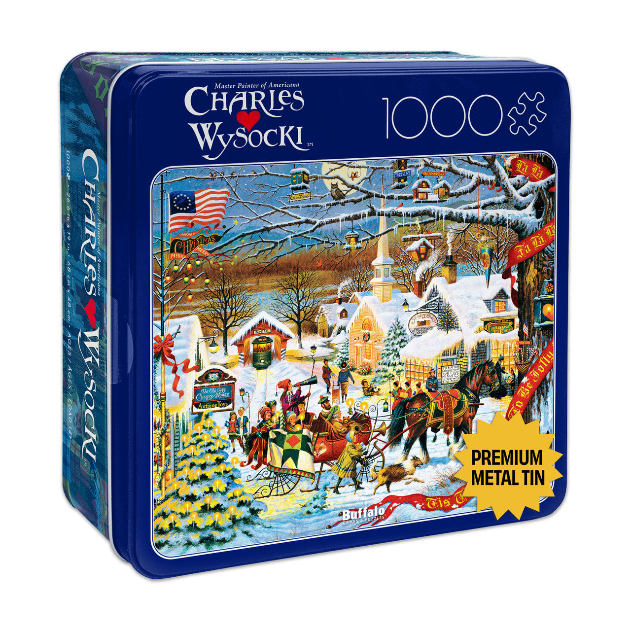 Collector's Tin: Charles Wysocki - Small Town Christmas 1000 Piece Puzzle