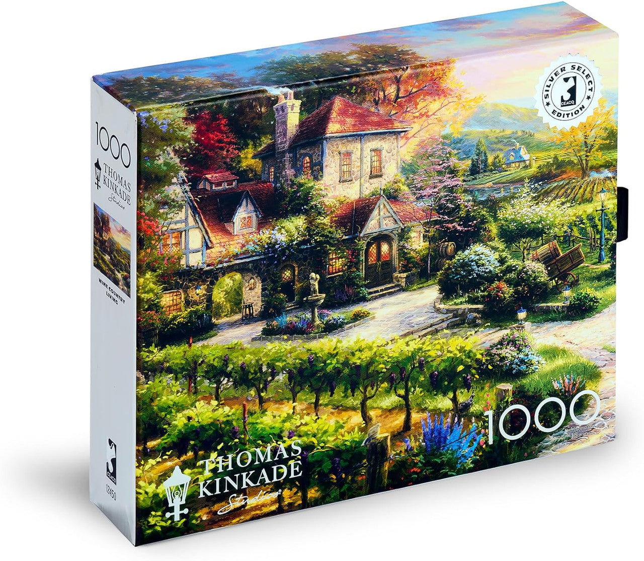 Ceaco Puzzle: Thomas Kinkade: Wine Country Living 1000 Piece Puzzle (Silver Select Edition) - Giftable Package With Silver Foil Accents
