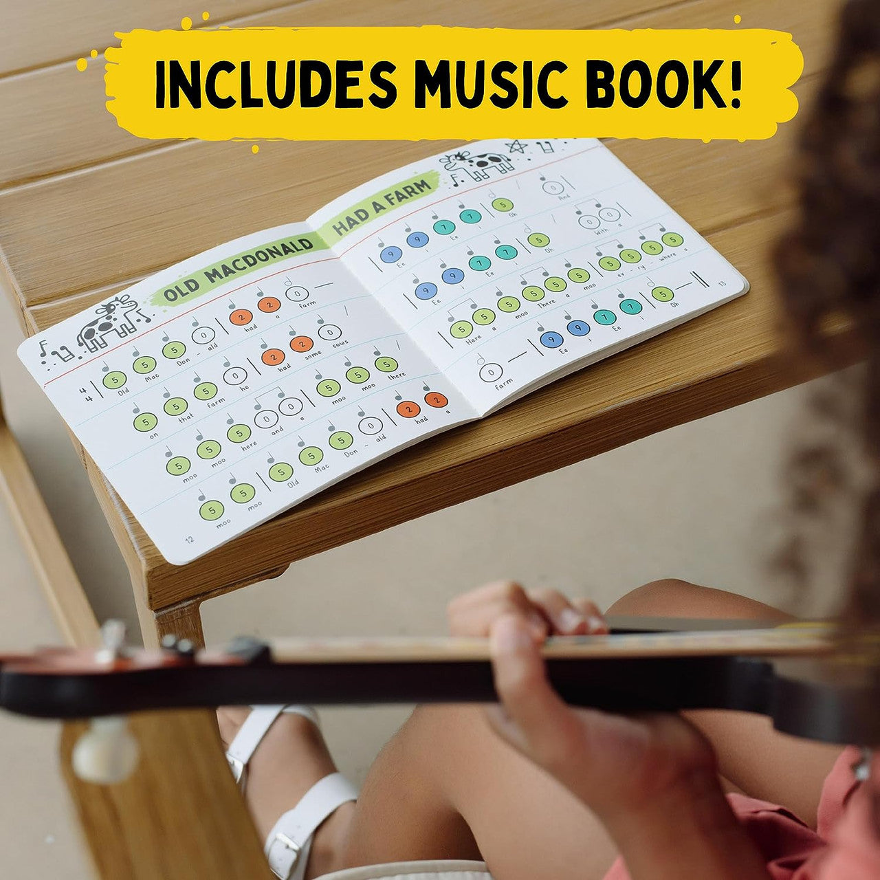 Tinkertar  - Yellow Zebra Flying V Guitar - 1 Stringed Guitar for Kids: Intro to Music
