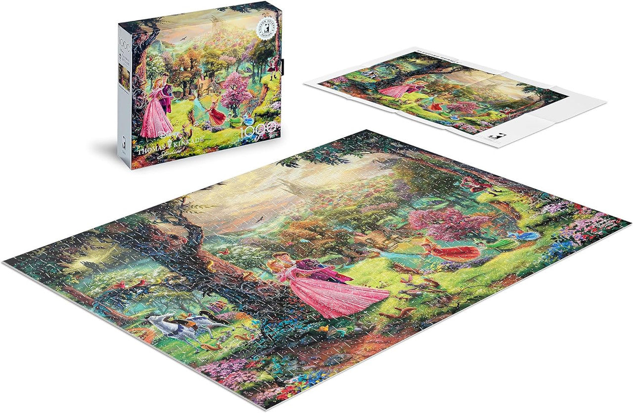 Ceaco Puzzle: Thomas Kinkade: Disney Sleeping Beauty 1000 Piece Puzzle  (Silver Select Edition) - Giftable Package With Silver Foil Accents