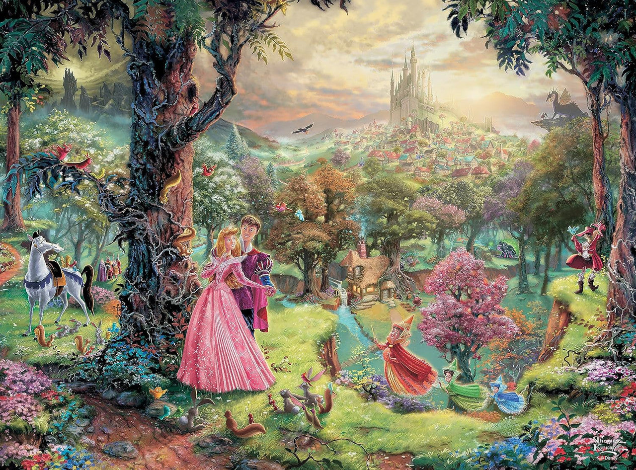 Ceaco Puzzle: Thomas Kinkade: Disney Sleeping Beauty 1000 Piece Puzzle  (Silver Select Edition) - Giftable Package With Silver Foil Accents