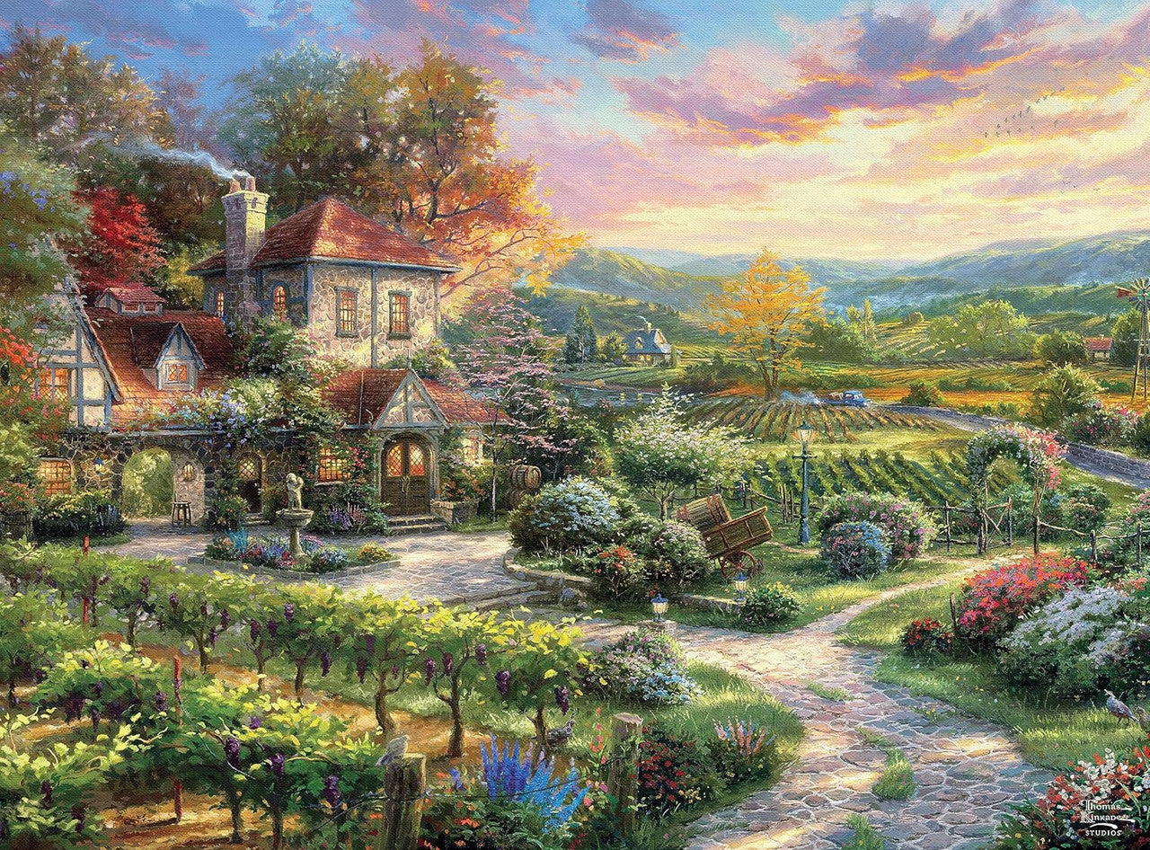 Ceaco Puzzle: Thomas Kinkade: Wine Country Living 1000 Piece Puzzle (Silver Select Edition) - Giftable Package With Silver Foil Accents