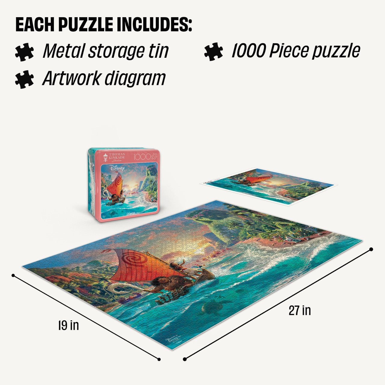 Ceaco Collector's Tin: Thomas Kinkade Disney Moana 1000 Piece Puzzle